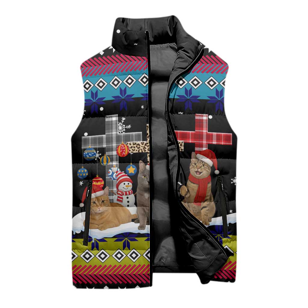 Jesus Is The Reason For The Season Christmas Sleeveless Puffer Jacket Funny Xmas Holiday Patterns - Wonder Print Shop