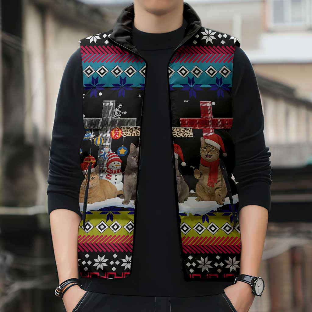 Jesus Is The Reason For The Season Christmas Sleeveless Puffer Jacket Funny Xmas Holiday Patterns - Wonder Print Shop