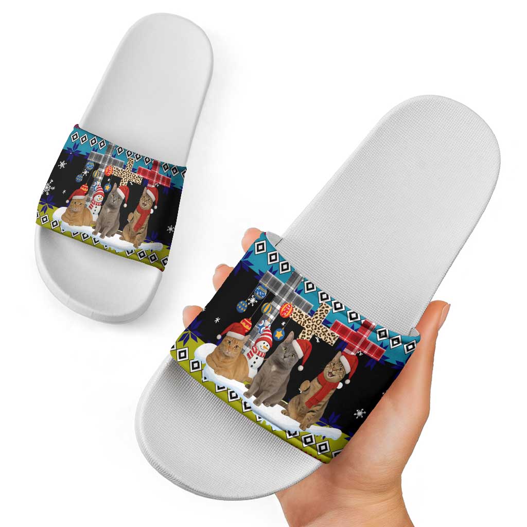 Jesus Is The Reason For The Season Christmas Slide Sandals Funny Xmas Holiday Patterns - Wonder Print Shop