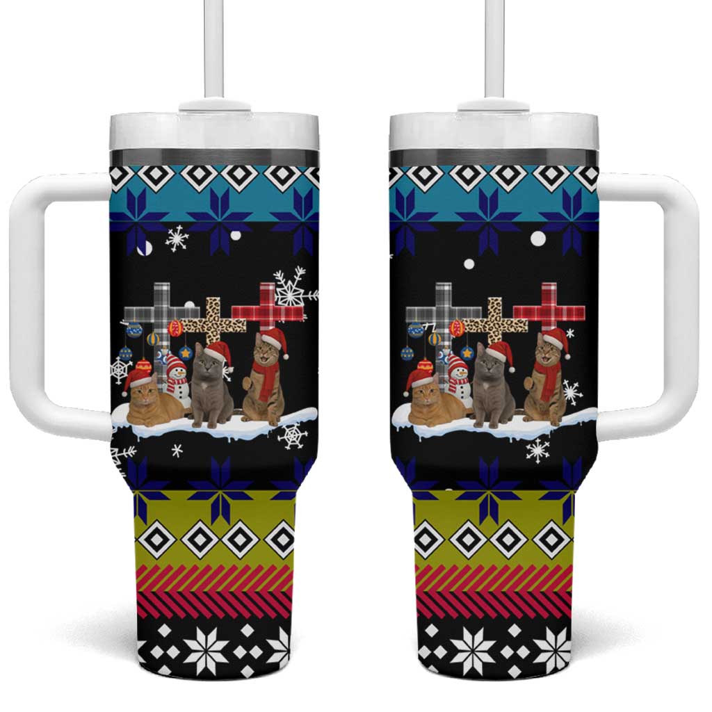 Jesus Is The Reason For The Season Christmas Tumbler With Handle Funny Xmas Holiday Patterns - Wonder Print Shop