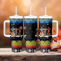 Jesus Is The Reason For The Season Christmas Tumbler With Handle Funny Xmas Holiday Patterns - Wonder Print Shop