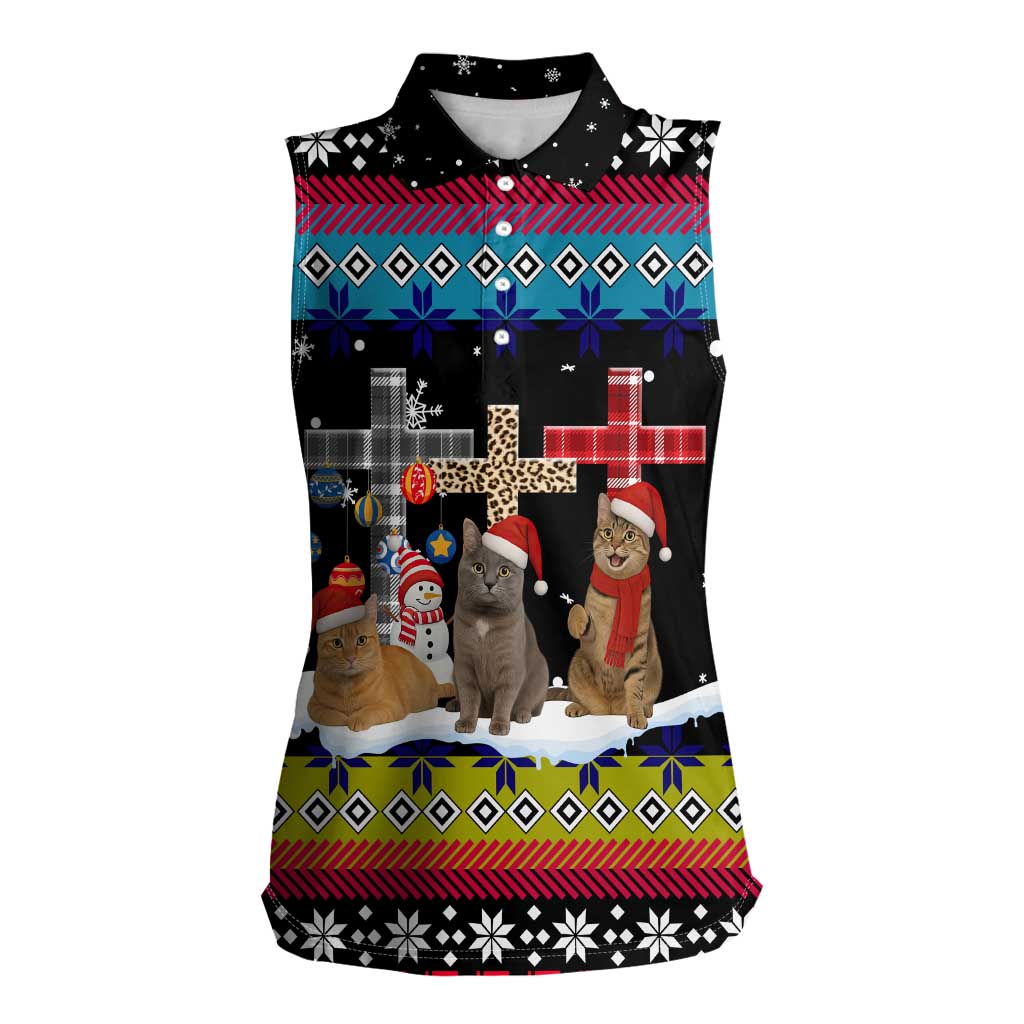 Jesus Is The Reason For The Season Christmas Women Sleeveless Polo Shirt Funny Xmas Holiday Patterns - Wonder Print Shop