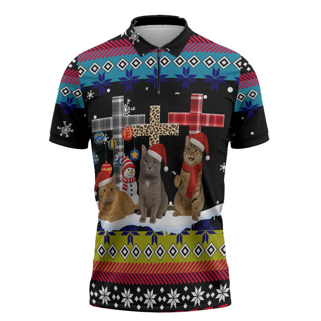 Jesus Is The Reason For The Season Christmas Zipper Polo Shirt Funny Xmas Holiday Patterns - Wonder Print Shop