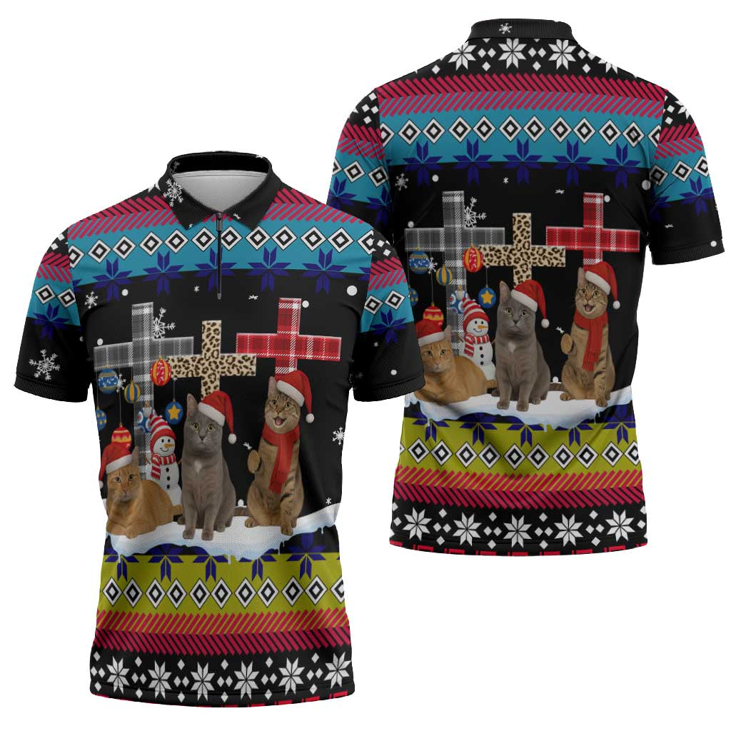 Jesus Is The Reason For The Season Christmas Zipper Polo Shirt Funny Xmas Holiday Patterns - Wonder Print Shop