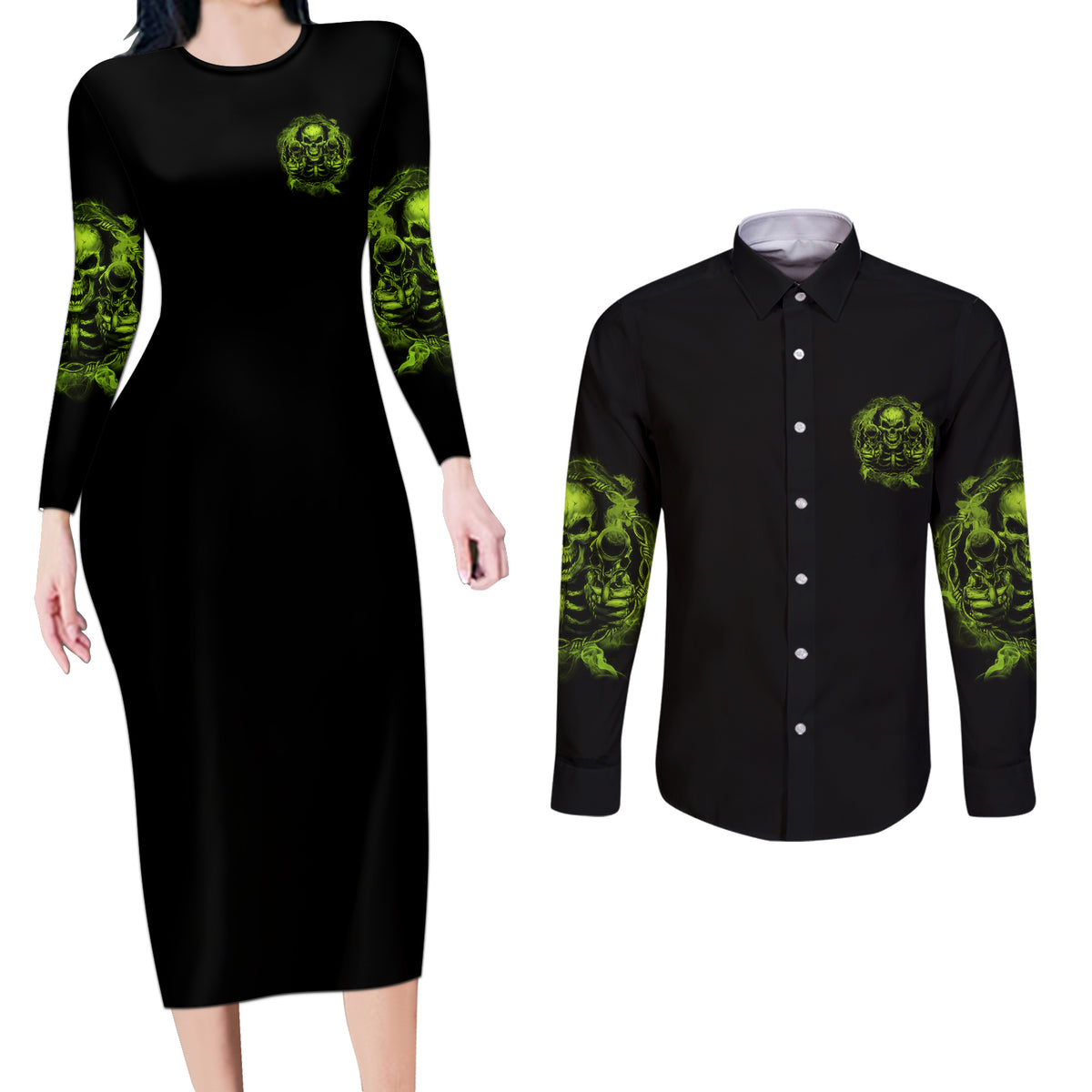 When You Come For My G Couples Matching Long Sleeve Bodycon Dress and Long Sleeve Button Shirt - Wonder Print Shop