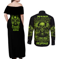 When You Come For My G Couples Matching Off Shoulder Maxi Dress and Long Sleeve Button Shirt - Wonder Print Shop