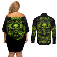 When You Come For My G Couples Matching Off Shoulder Short Dress and Long Sleeve Button Shirt - Wonder Print Shop