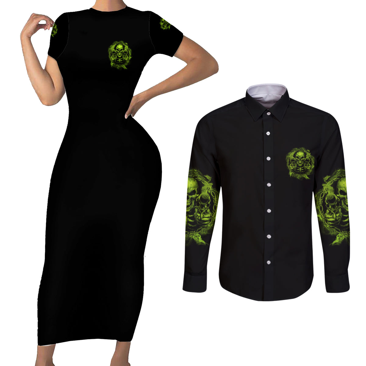 When You Come For My G Couples Matching Short Sleeve Bodycon Dress and Long Sleeve Button Shirt - Wonder Print Shop