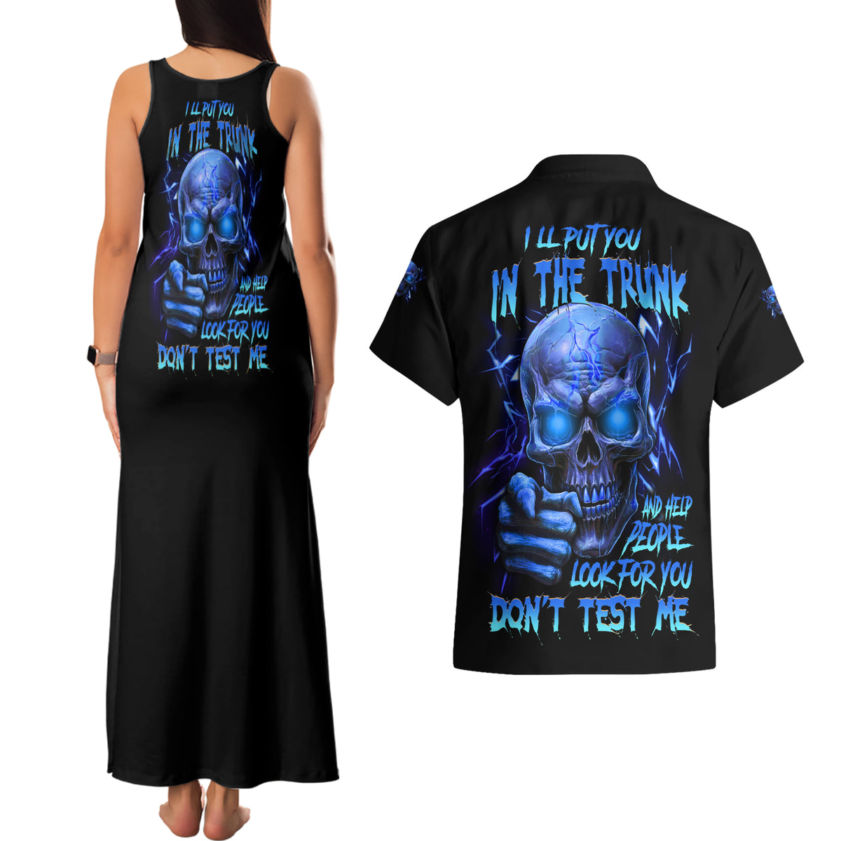 I'll Put You In The Trunk Couples Matching Tank Maxi Dress and Hawaiian Shirt - Wonder Print Shop