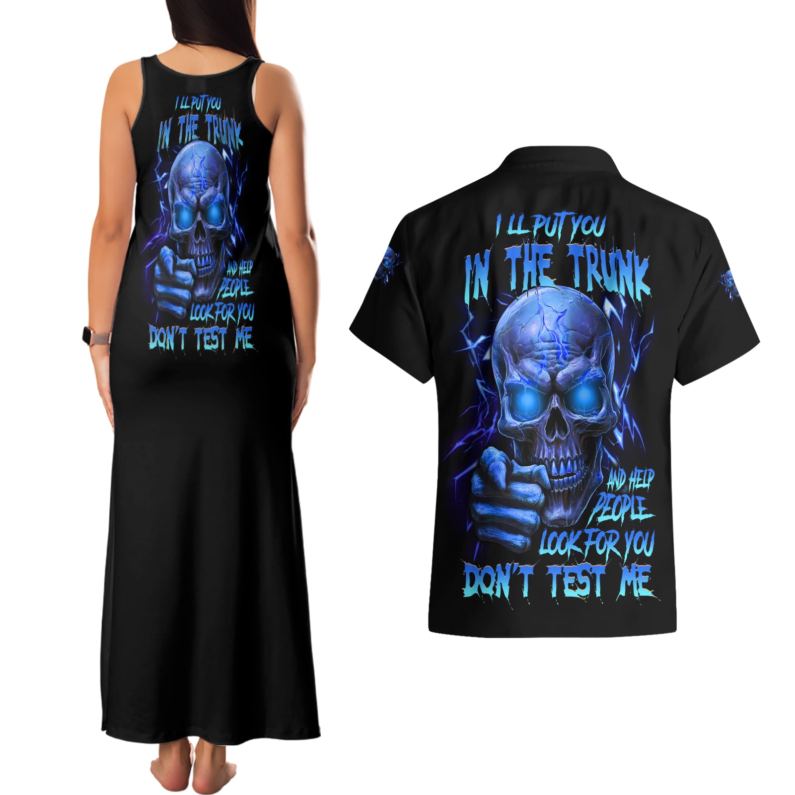 I'll Put You In The Trunk Couples Matching Tank Maxi Dress and Hawaiian Shirt - Wonder Print Shop