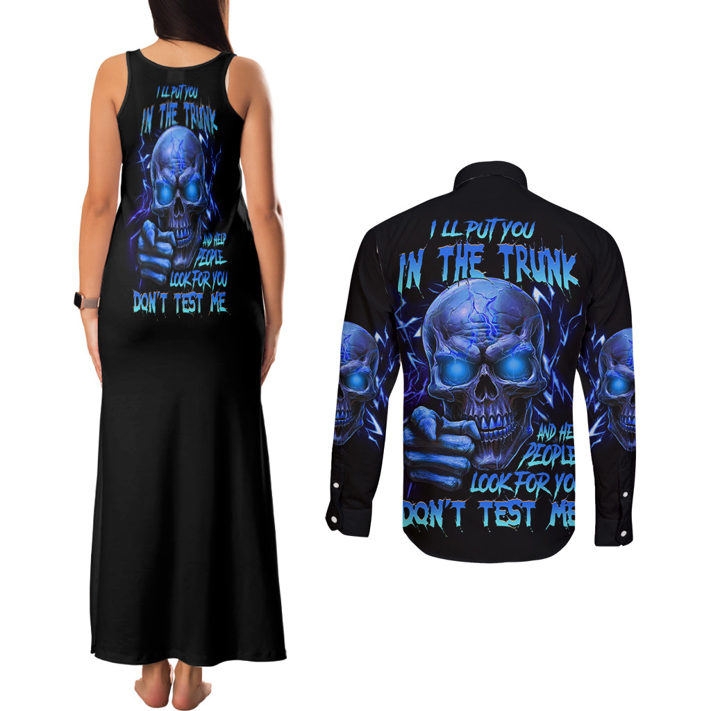 I'll Put You In The Trunk Couples Matching Tank Maxi Dress and Long Sleeve Button Shirt - Wonder Print Shop