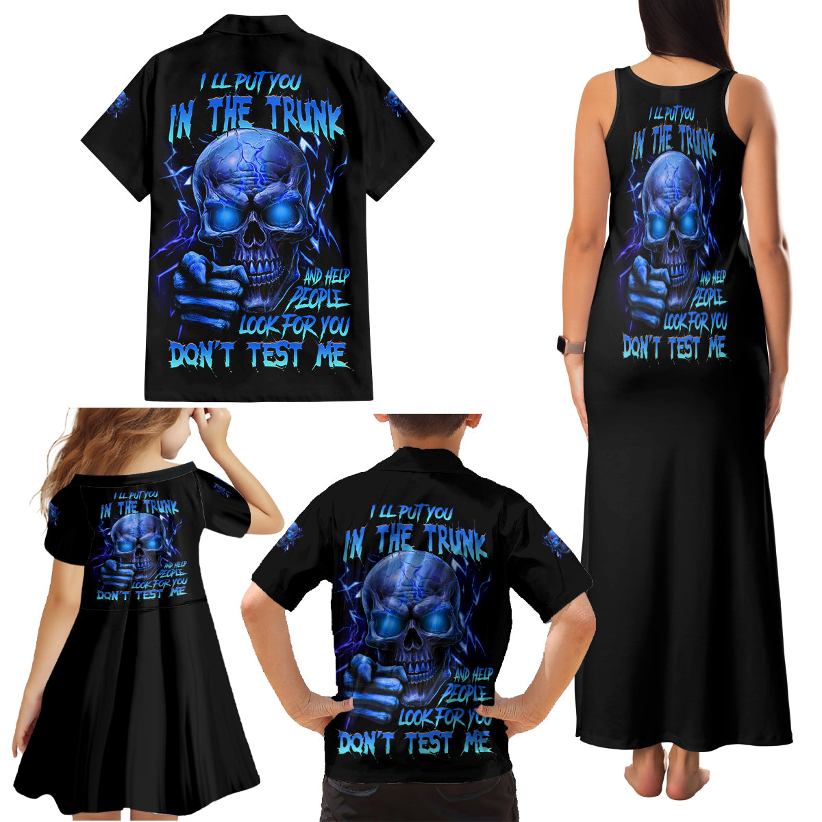 I'll Put You In The Trunk Family Matching Tank Maxi Dress and Hawaiian Shirt - Wonder Print Shop