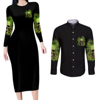 My Give A F Skull Is Broken Couples Matching Long Sleeve Bodycon Dress and Long Sleeve Button Shirt - Wonder Print Shop