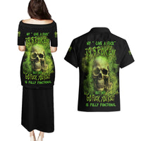 My Give A F Skull Is Broken Couples Matching Puletasi Dress and Hawaiian Shirt - Wonder Print Shop