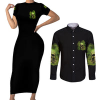 My Give A F Skull Is Broken Couples Matching Short Sleeve Bodycon Dress and Long Sleeve Button Shirt - Wonder Print Shop
