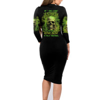 My Give A F Skull Is Broken Family Matching Long Sleeve Bodycon Dress and Hawaiian Shirt - Wonder Print Shop