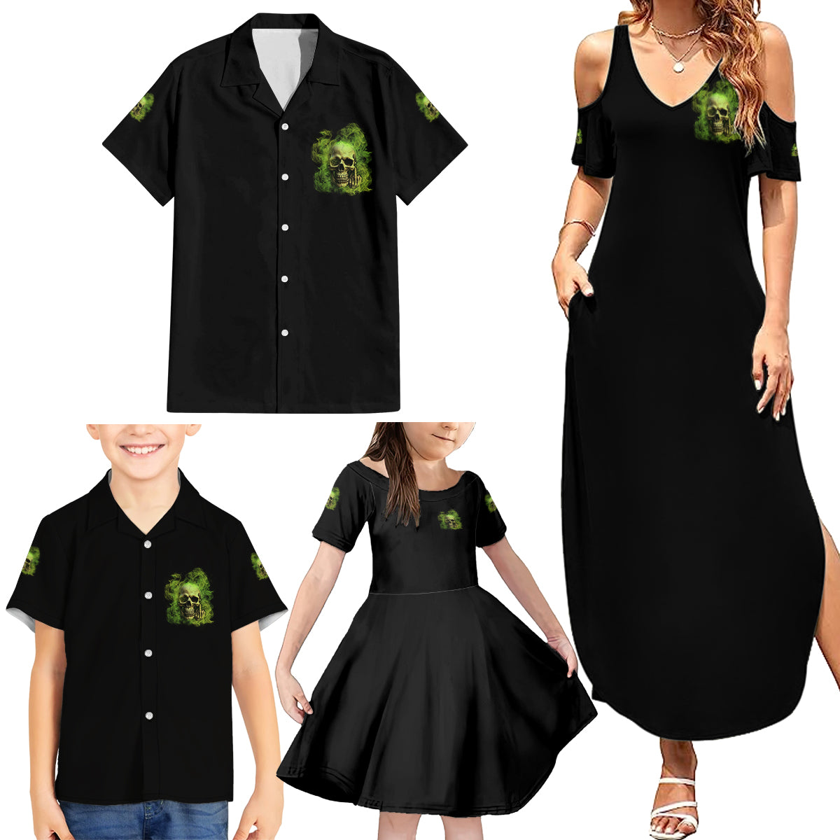 My Give A F Skull Is Broken Family Matching Summer Maxi Dress and Hawaiian Shirt - Wonder Print Shop