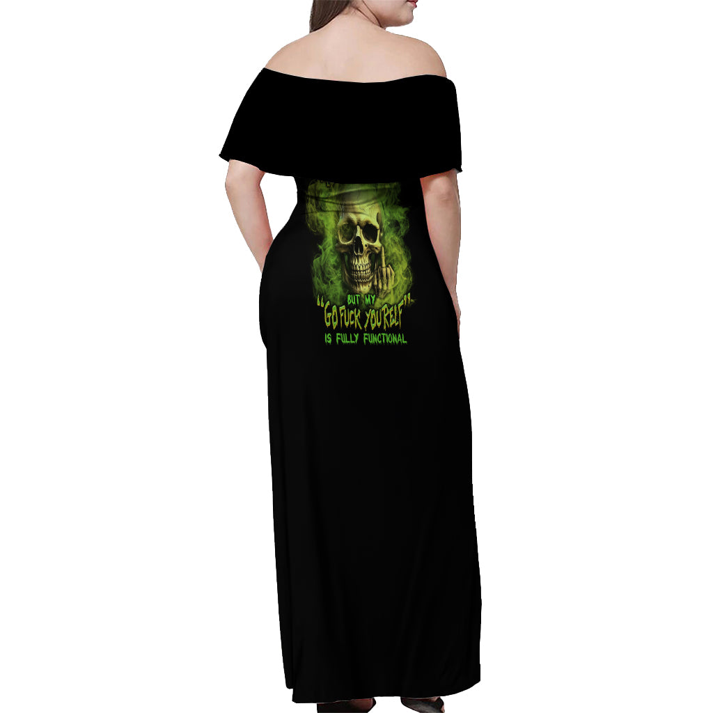 My Give A F Skull Is Broken Off Shoulder Maxi Dress - Wonder Print Shop
