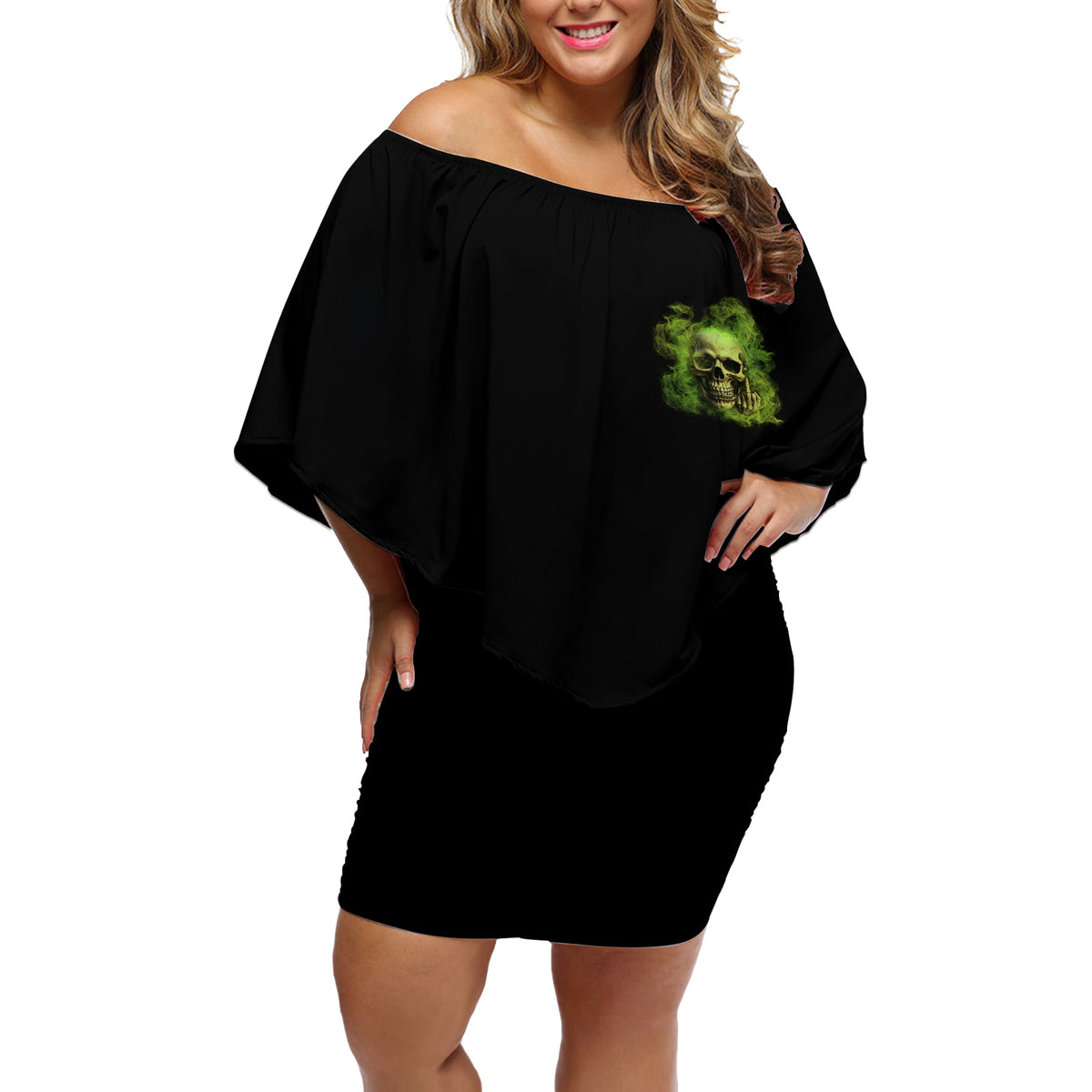 My Give A F Skull Is Broken Off Shoulder Short Dress - Wonder Print Shop