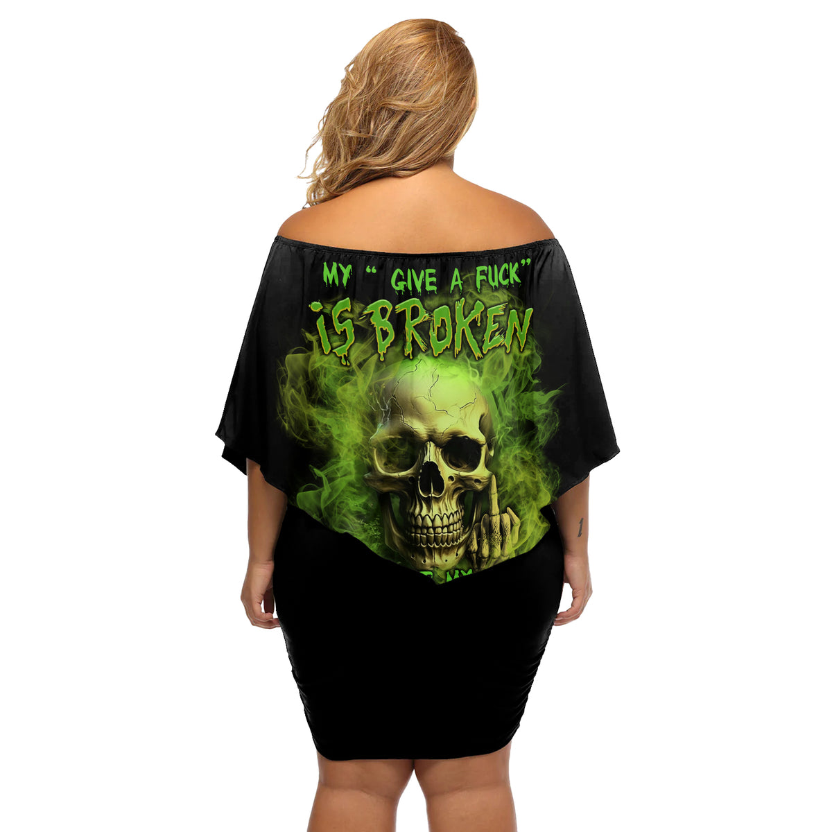 My Give A F Skull Is Broken Off Shoulder Short Dress - Wonder Print Shop