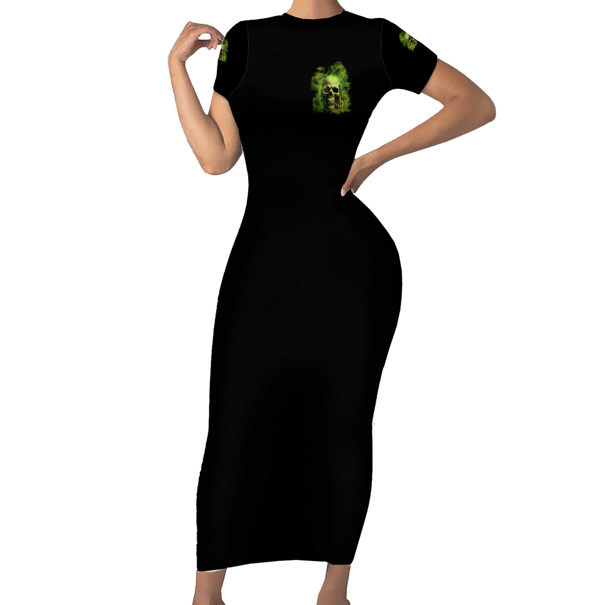 My Give A F Skull Is Broken Short Sleeve Bodycon Dress - Wonder Print Shop