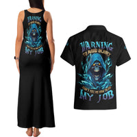 Warning To Avoid Injury Mad Reaper Skull Couples Matching Tank Maxi Dress and Hawaiian Shirt - Wonder Print Shop