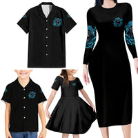 Warning To Avoid Injury Mad Reaper Skull Family Matching Long Sleeve Bodycon Dress and Hawaiian Shirt - Wonder Print Shop