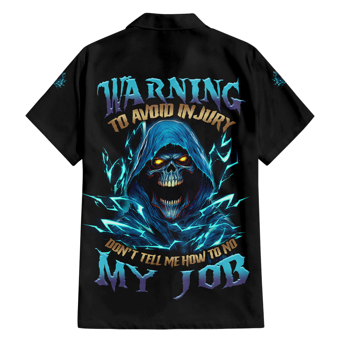Warning To Avoid Injury Mad Reaper Skull Family Matching Long Sleeve Bodycon Dress and Hawaiian Shirt - Wonder Print Shop