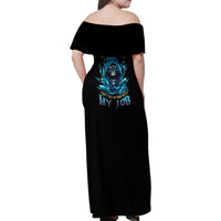 Warning To Avoid Injury Mad Reaper Skull Family Matching Off Shoulder Maxi Dress and Hawaiian Shirt - Wonder Print Shop