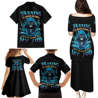 Warning To Avoid Injury Mad Reaper Skull Family Matching Puletasi Dress and Hawaiian Shirt - Wonder Print Shop