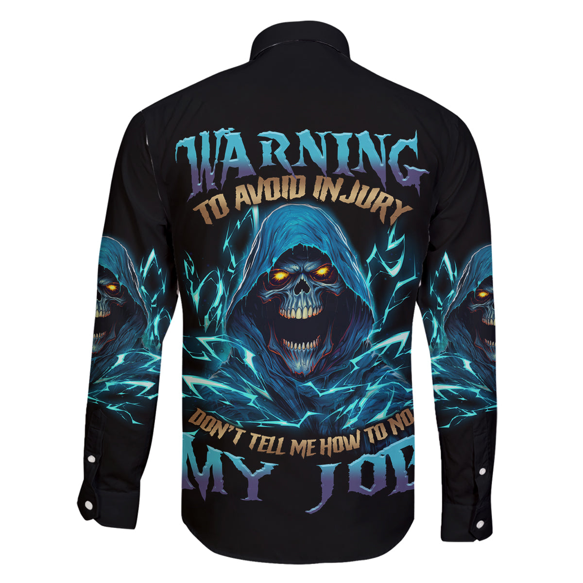 Warning To Avoid Injury Mad Reaper Skull Family Matching Summer Maxi Dress and Hawaiian Shirt - Wonder Print Shop