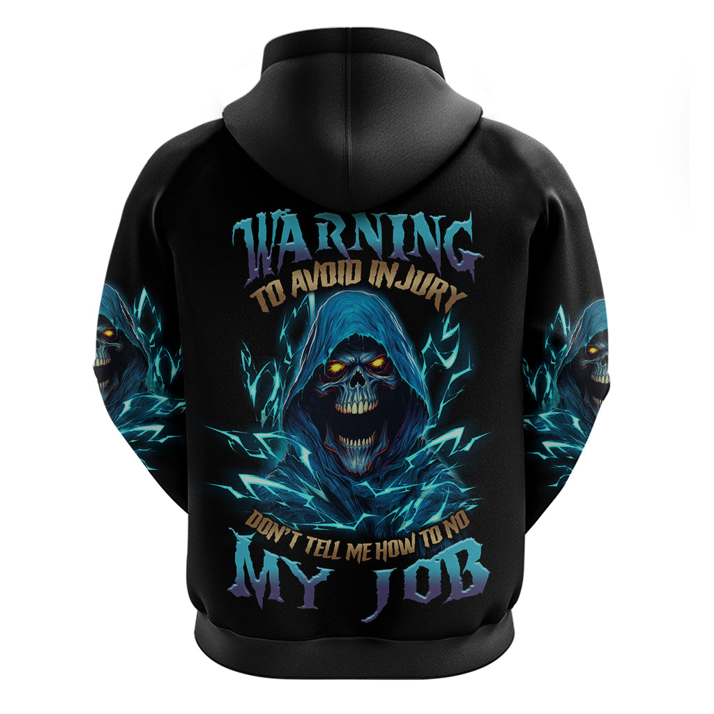 Warning To Avoid Injury Mad Reaper Skull Hoodie - Wonder Print Shop