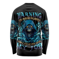 Warning To Avoid Injury Mad Reaper Skull Long Sleeve Shirt - Wonder Print Shop