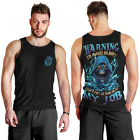 Warning To Avoid Injury Mad Reaper Skull Men Tank Top - Wonder Print Shop