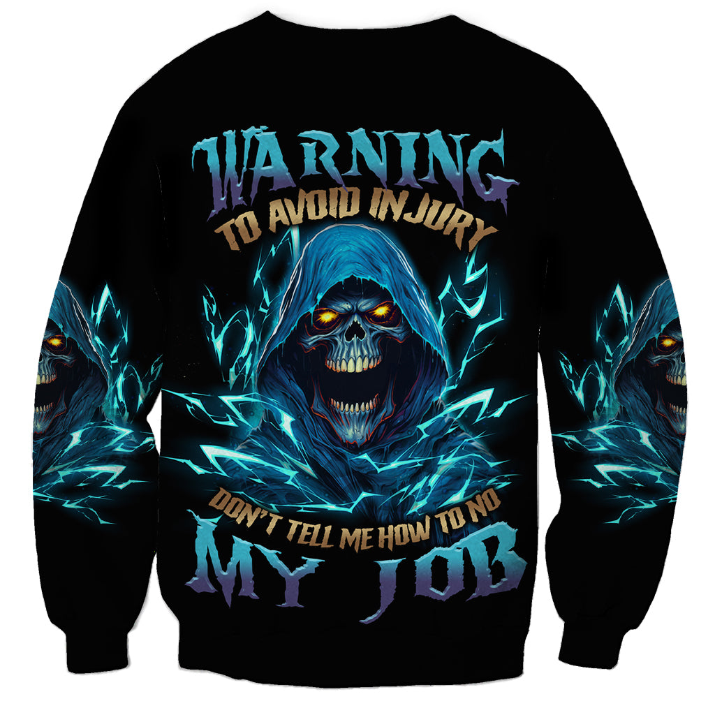 Warning To Avoid Injury Mad Reaper Skull Sweatshirt - Wonder Print Shop