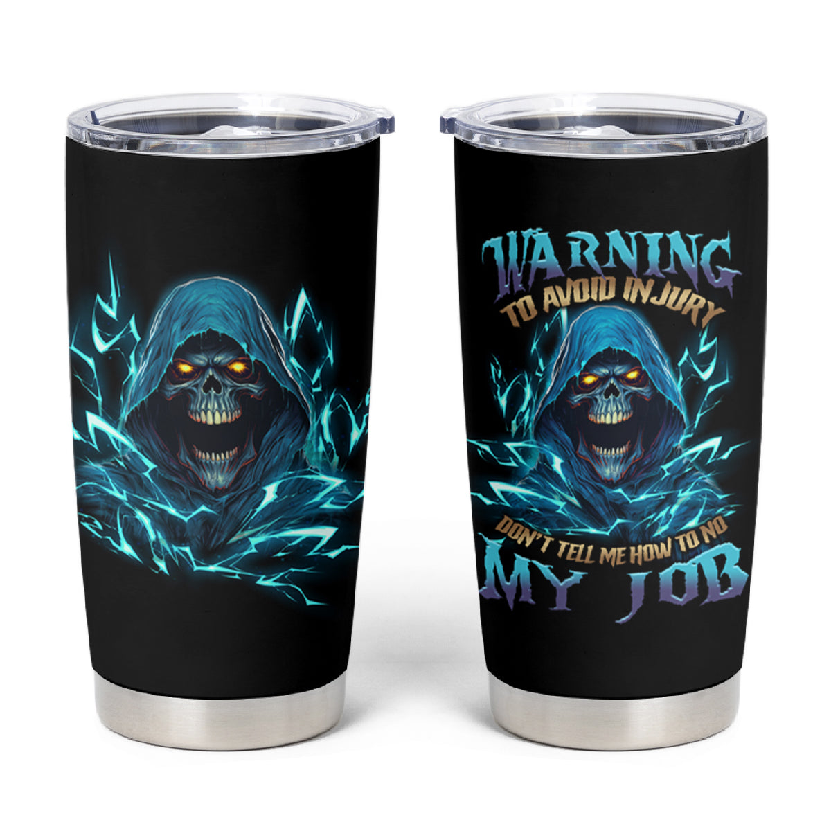 Warning To Avoid Injury Mad Reaper Skull Tumbler Cup - Wonder Print Shop