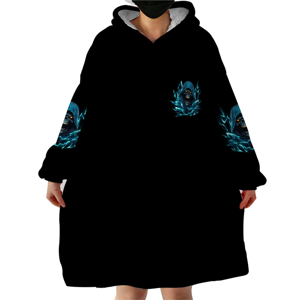 Warning To Avoid Injury Mad Reaper Skull Wearable Blanket Hoodie - Wonder Print Shop