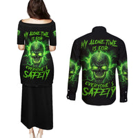 My Alone Time Is For Everyone's Safety Couples Matching Puletasi Dress and Long Sleeve Button Shirt - Wonder Print Shop