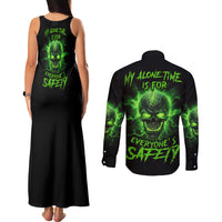 My Alone Time Is For Everyone's Safety Couples Matching Tank Maxi Dress and Long Sleeve Button Shirt - Wonder Print Shop