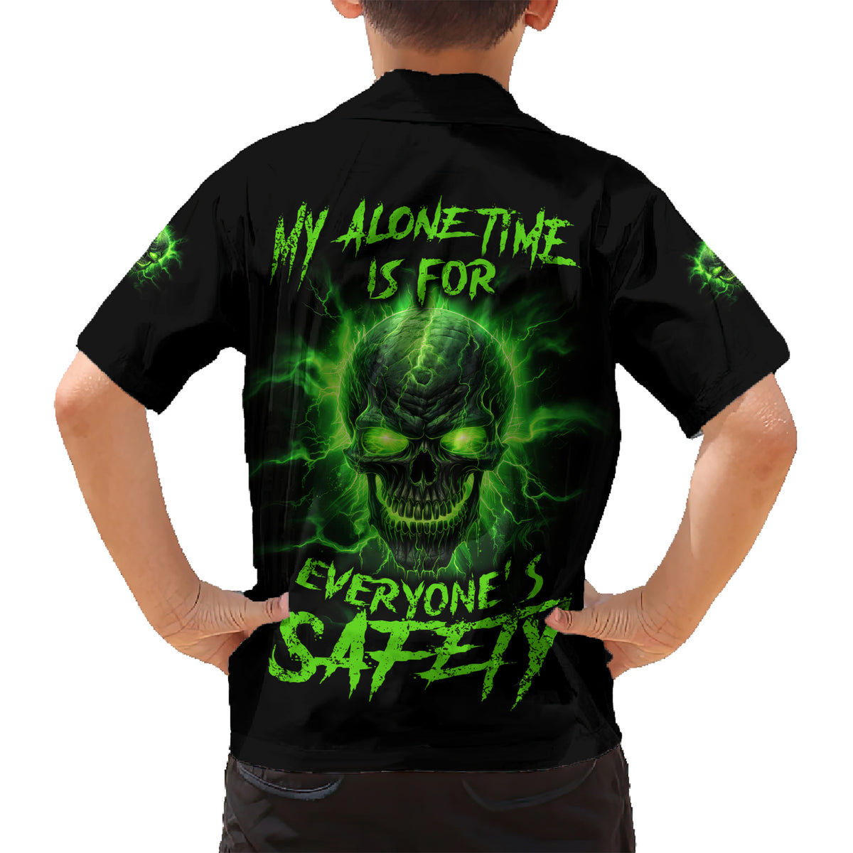 My Alone Time Is For Everyone's Safety Family Matching Short Sleeve Bodycon Dress and Hawaiian Shirt - Wonder Print Shop