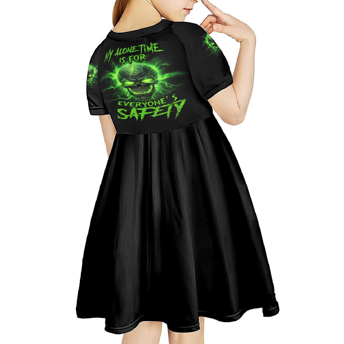 My Alone Time Is For Everyone's Safety Kid Short Sleeve Dress - Wonder Print Shop