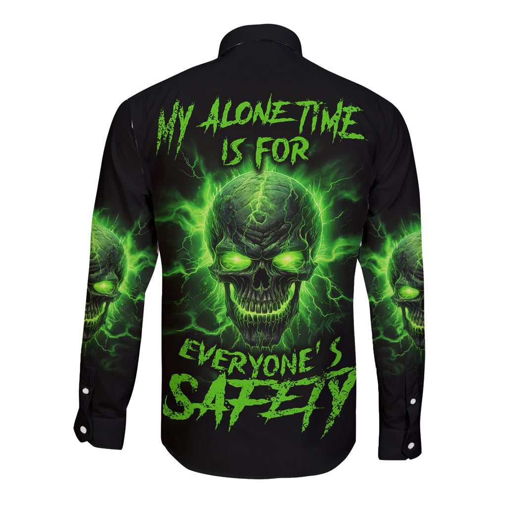 My Alone Time Is For Everyone's Safety Long Sleeve Button Shirt - Wonder Print Shop