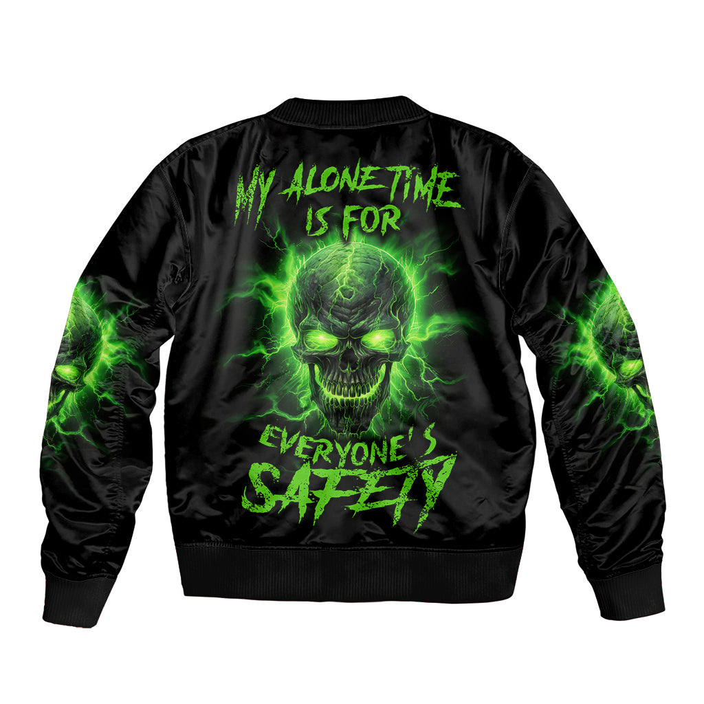 My Alone Time Is For Everyone's Safety Sleeve Zip Bomber Jacket - Wonder Print Shop