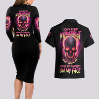 I Can Keep My Mouth Couples Matching Long Sleeve Bodycon Dress and Hawaiian Shirt - Wonder Print Shop