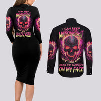 I Can Keep My Mouth Couples Matching Long Sleeve Bodycon Dress and Long Sleeve Button Shirt - Wonder Print Shop