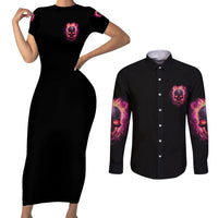 I Can Keep My Mouth Couples Matching Short Sleeve Bodycon Dress and Long Sleeve Button Shirt - Wonder Print Shop