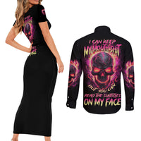 I Can Keep My Mouth Couples Matching Short Sleeve Bodycon Dress and Long Sleeve Button Shirt - Wonder Print Shop