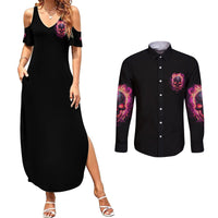I Can Keep My Mouth Couples Matching Summer Maxi Dress and Long Sleeve Button Shirt - Wonder Print Shop