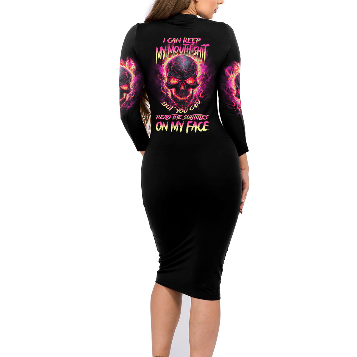 I Can Keep My Mouth Family Matching Long Sleeve Bodycon Dress and Hawaiian Shirt - Wonder Print Shop