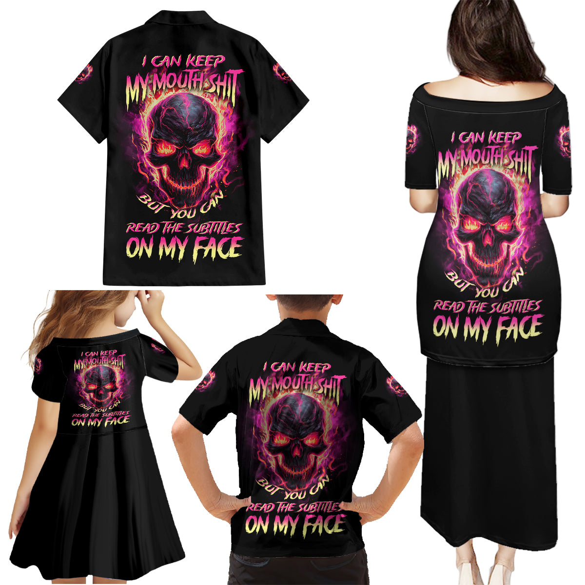 I Can Keep My Mouth Family Matching Puletasi Dress and Hawaiian Shirt - Wonder Print Shop